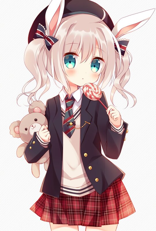 Anime Girl with Lollipop — White, Playful