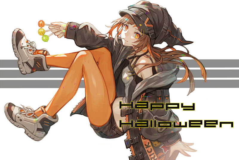 Anime Girl with Lollipops — Orange