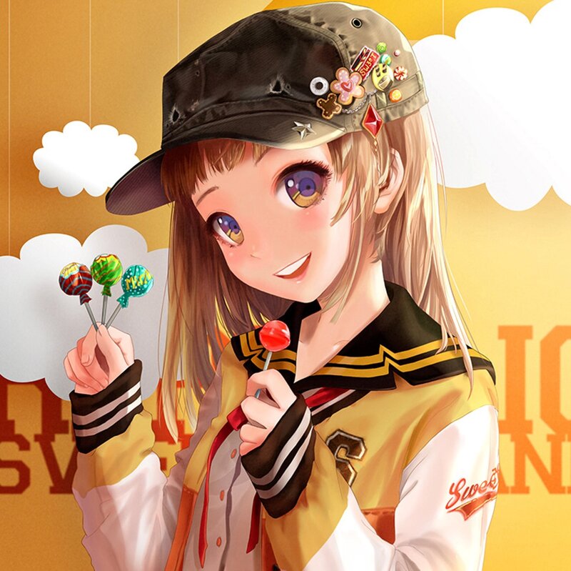 Anime Girl with Lollipops — Yellow