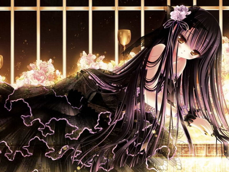 anime girl with long black hair