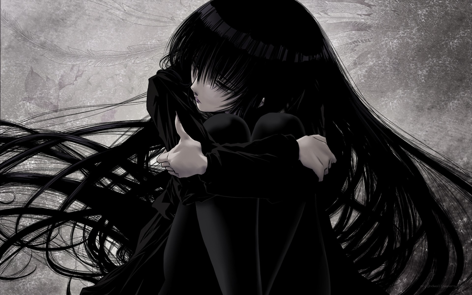 anime girl with long black hair