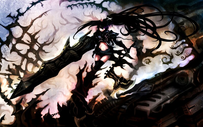 Anime Girl with Long Black Hair — Dramatic, Digital Art, Sword