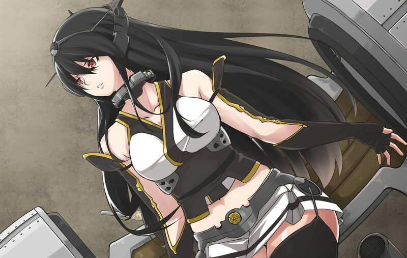 Anime Girl with Long Black Hair — Dramatic, Mechanical Parts