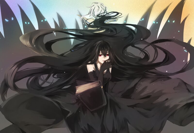 Anime Girl with Long Black Hair — Dramatic, Night