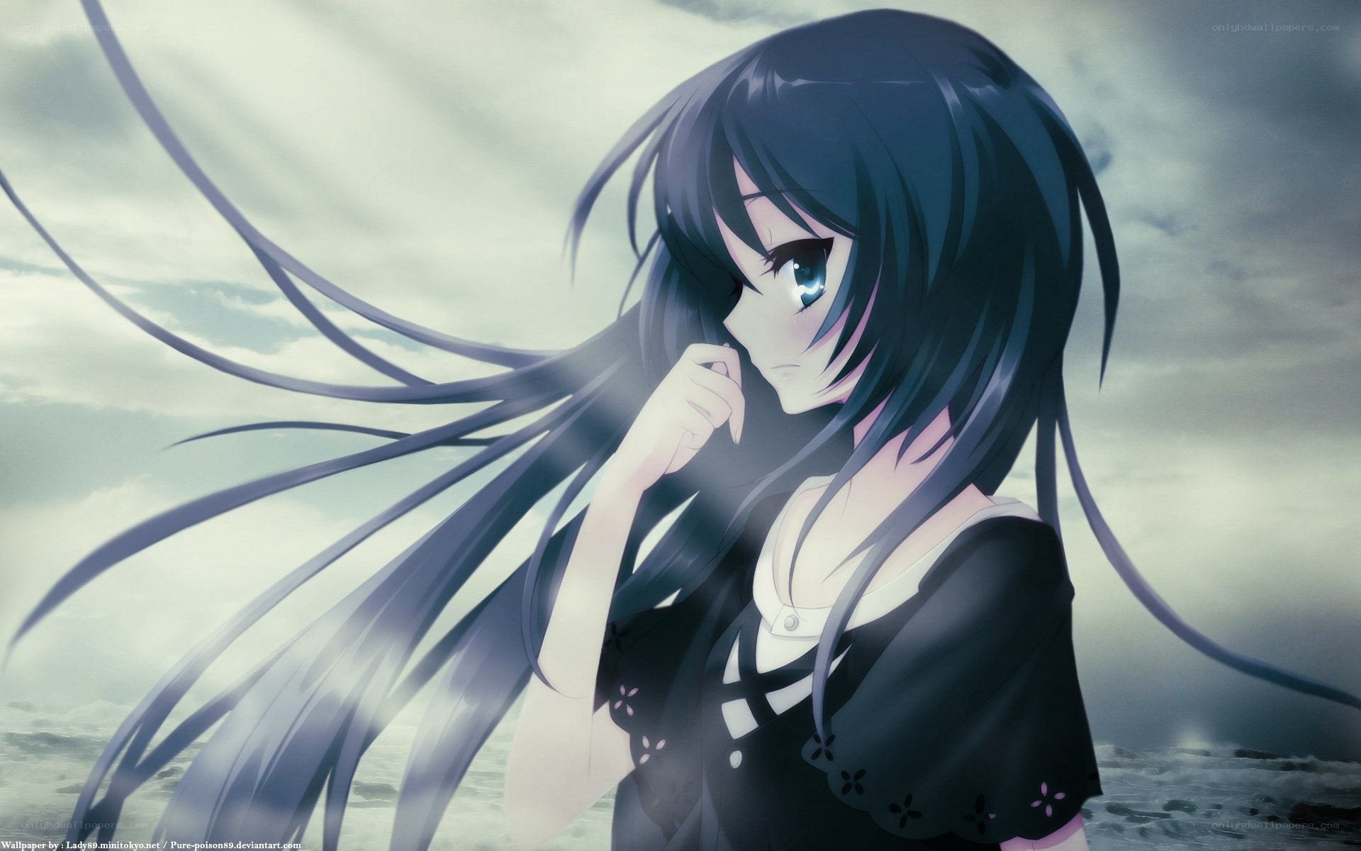 anime girl with long black hair