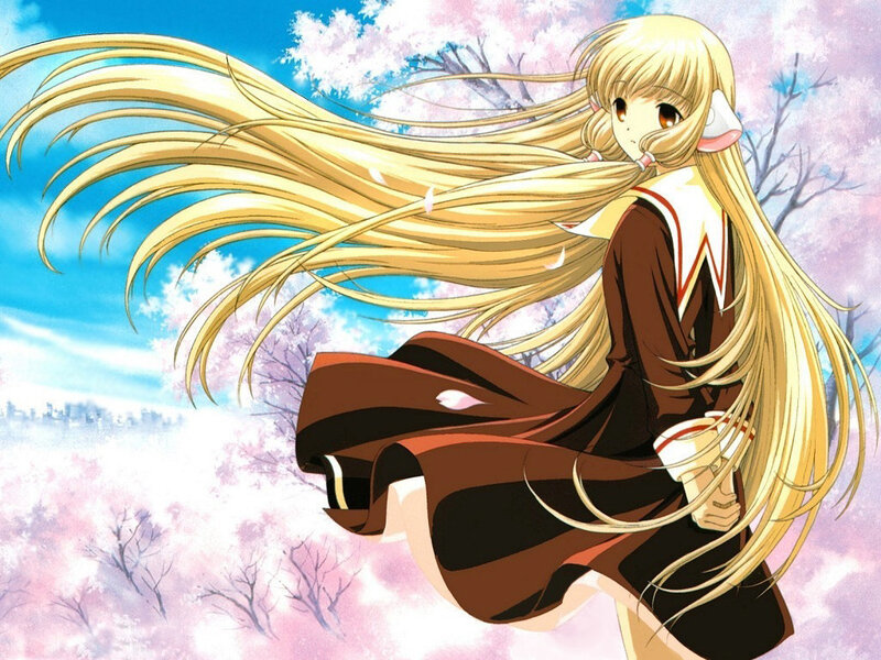 Anime girl with long blonde hair