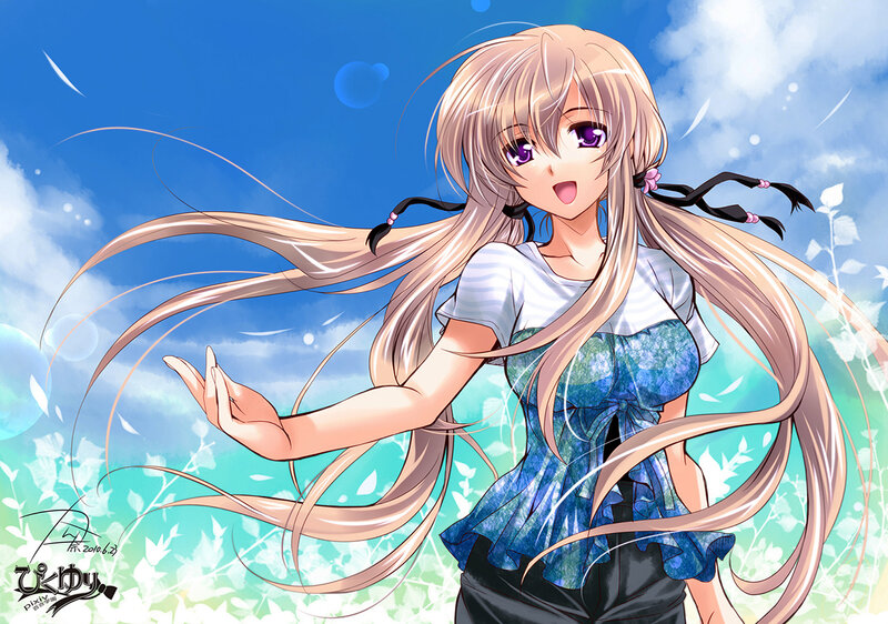 Anime girl with long blonde hair
