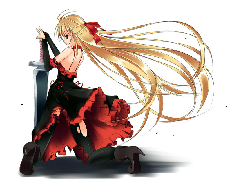 anime girl with long blonde hair