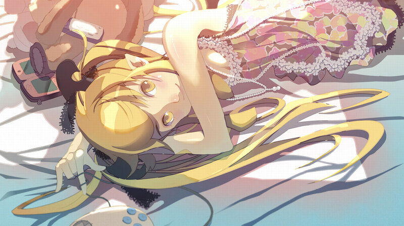 Anime girl with long blonde hair