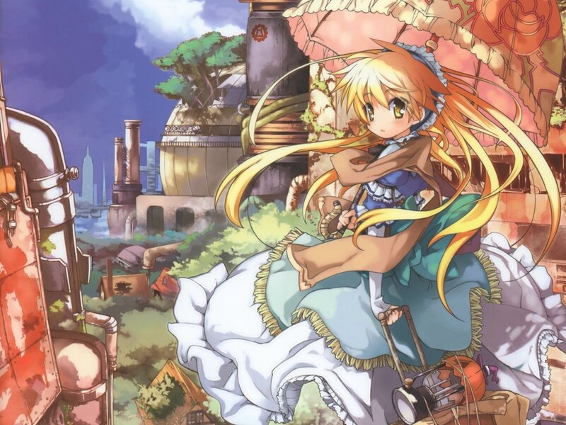Anime girl with long blonde hair