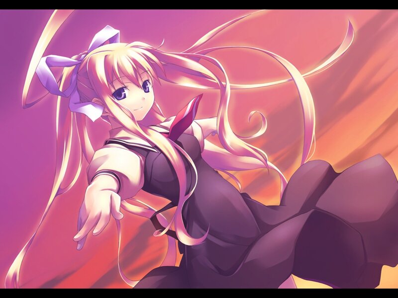 anime girl with long blonde hair