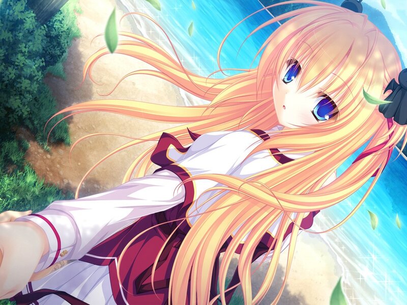 Anime girl with long blonde hair