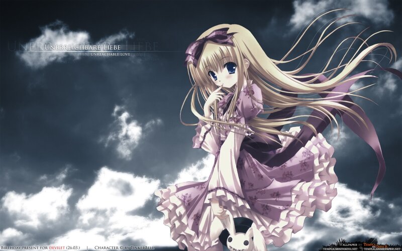Anime girl with long blonde hair