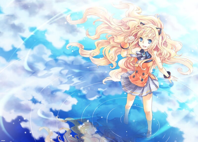 Anime girl with long blonde hair
