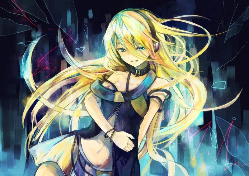 Anime girl with long blonde hair