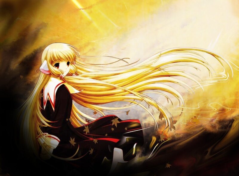 Anime girl with long blonde hair