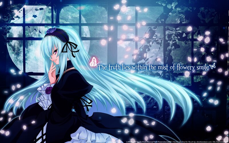 Anime girl with long blue hair