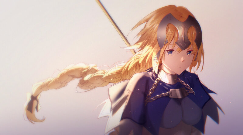 Anime Girl with Long Braid — Blue