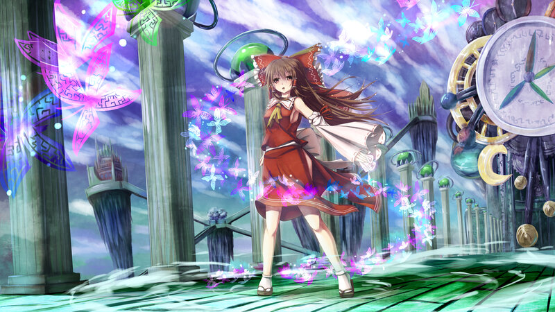 Anime Girl with Long Brown Hair — Purple