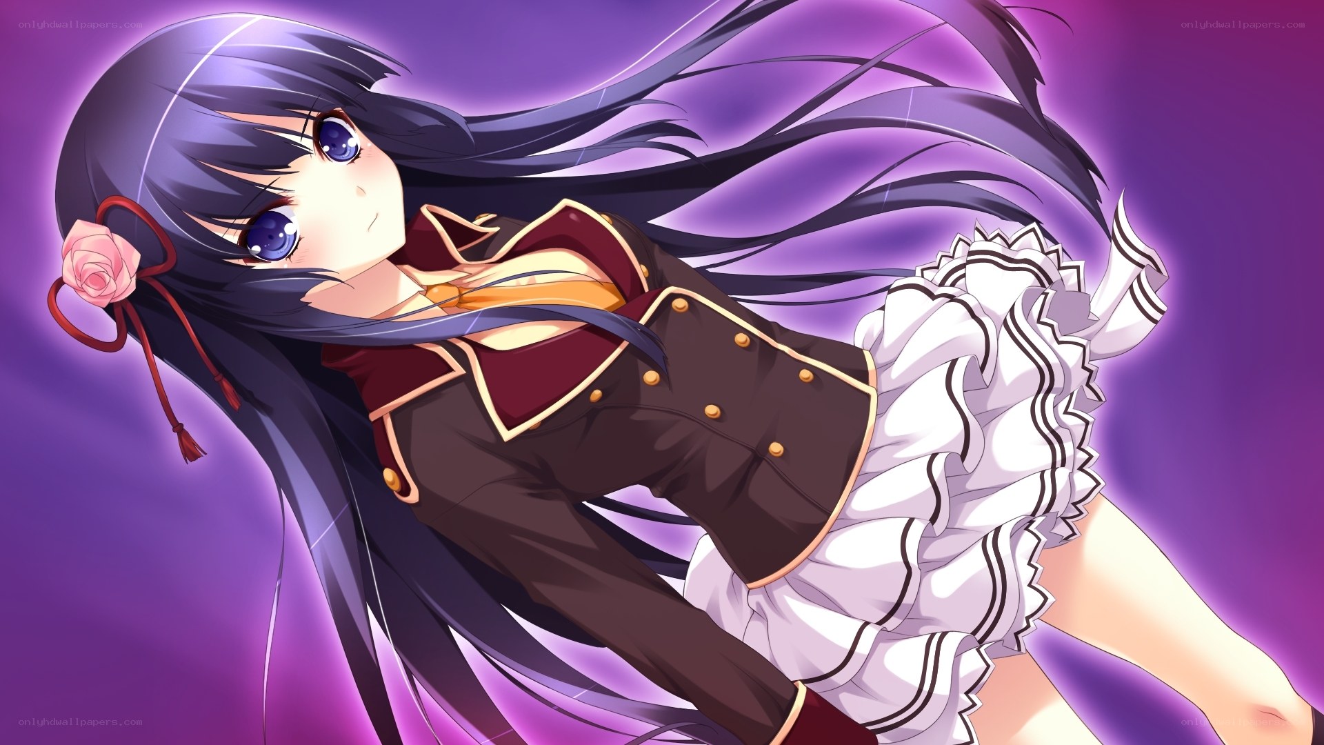 anime girl with long dark hair