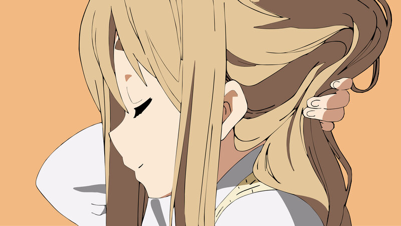 Anime Girl with Long Hair — Beige, Calm, Ear