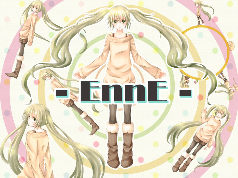 Anime Girl with Long Hair — Beige, Playful