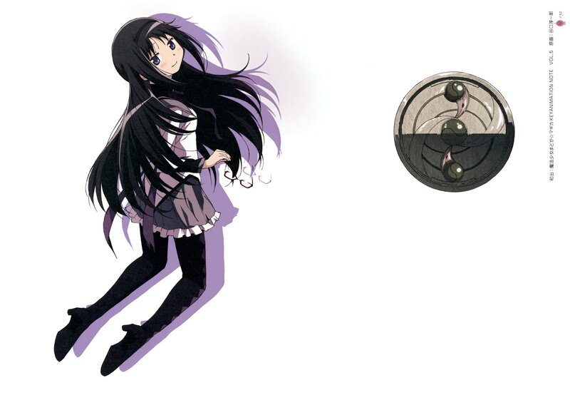 Anime Girl with Long Hair — Black, Calm, Glasses