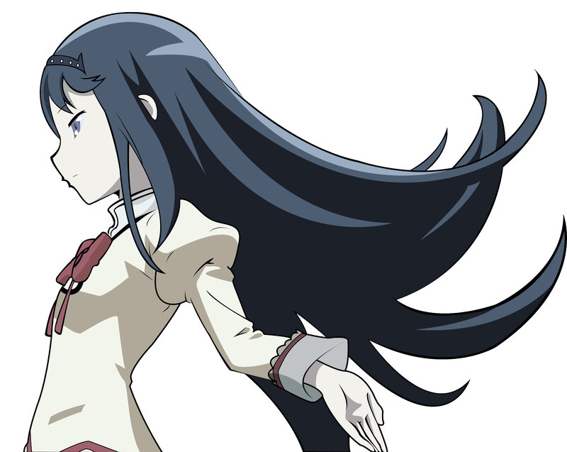 Anime Girl with Long Hair — Black, Calm, Long Black Hair, White Outfit