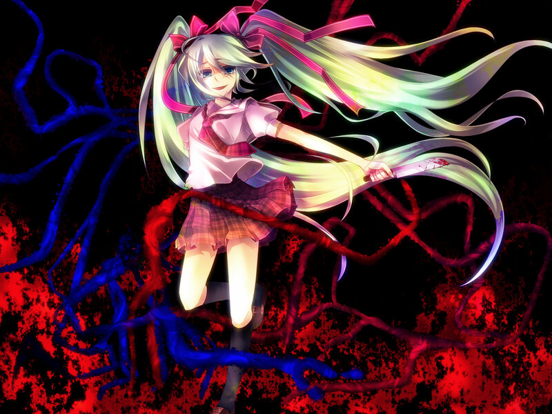 Anime Girl with Long Hair — Black, Dramatic, Digital Art, School Uniform