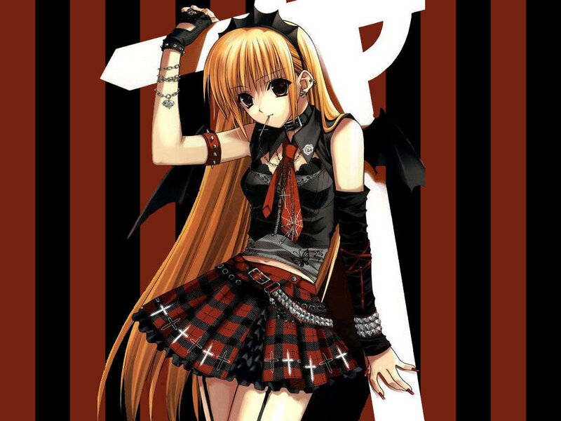 Anime Girl with Long Hair — Black, Dramatic, Manga, Skirt
