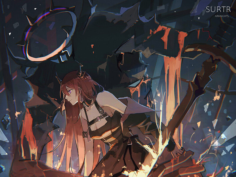 Anime Girl with Long Hair — Black, Dramatic, Night, Digital Art, Sword