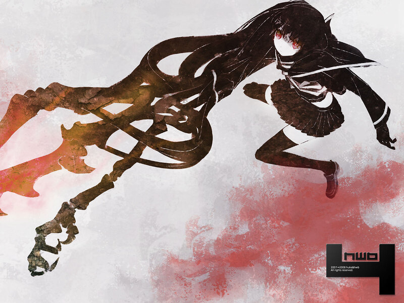 Anime Girl with Long Hair — Black, Dramatic, Sword