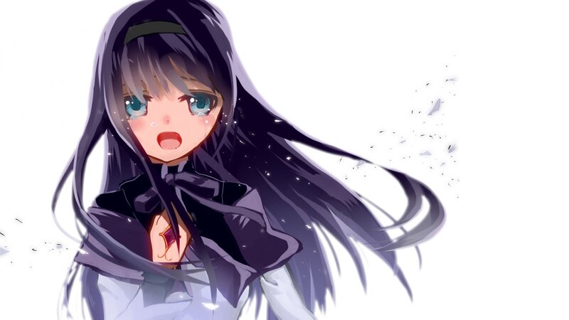 Anime Girl with Long Hair — Black, Dramatic, Tears