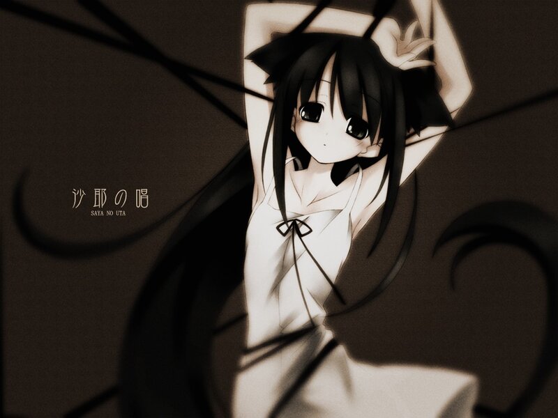 Anime Girl with Long Hair — Black, Dramatic, Text, Long Hair