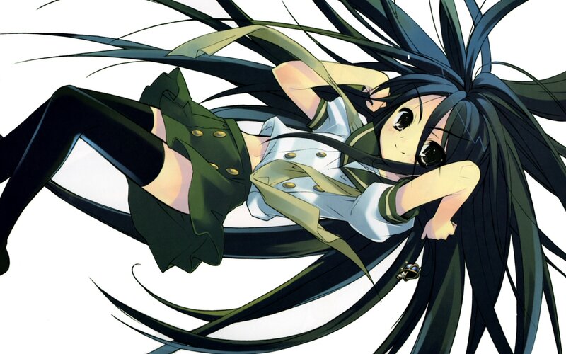 Anime Girl with Long Hair — Black, Dynamic, Manga