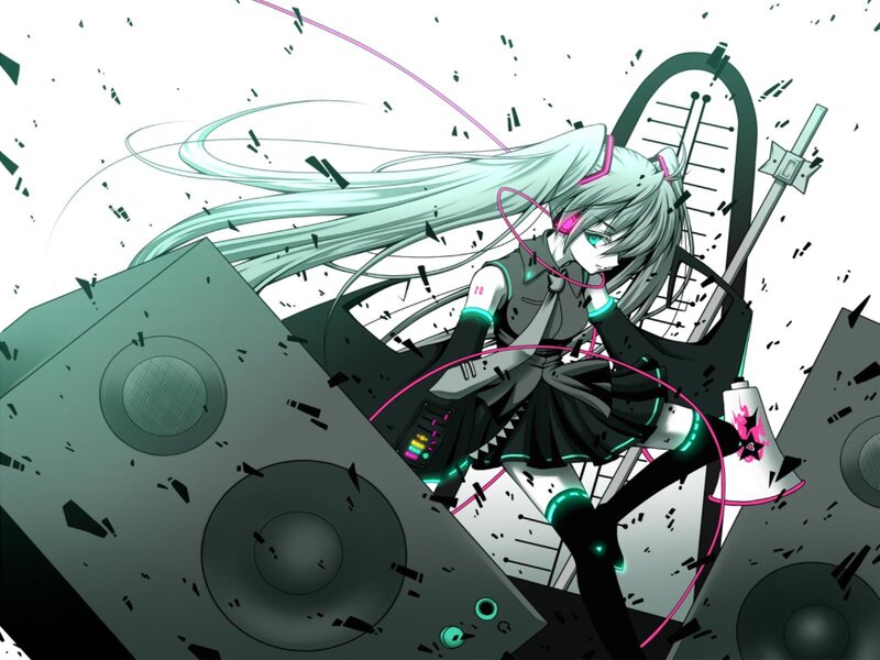 Anime Girl with Long Hair — Black, Dynamic