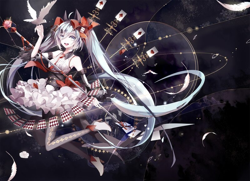 Anime Girl with Long Hair — Black, Fantastical, Night