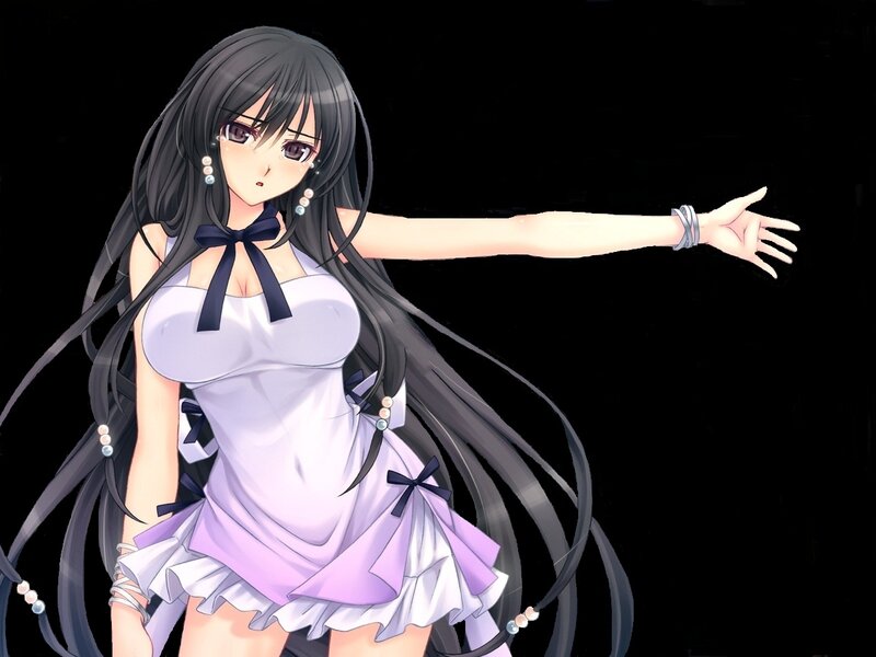 Anime Girl with Long Hair — Black, Neutral, Dress