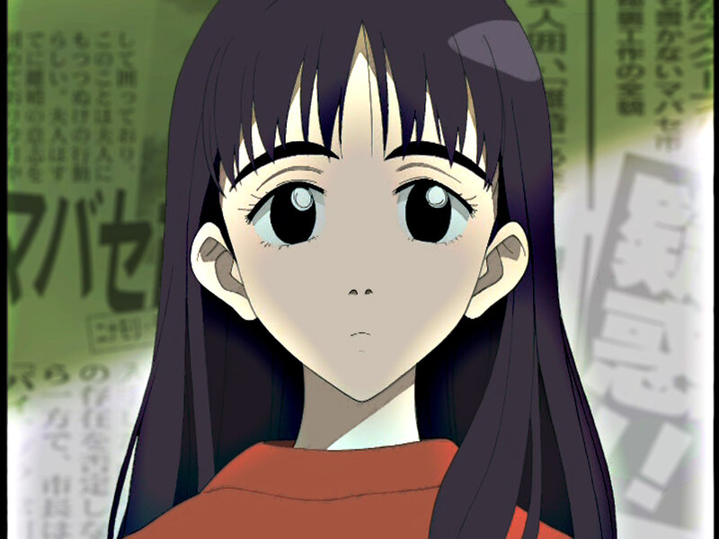 Anime Girl with Long Hair — Black, Neutral, Newspaper