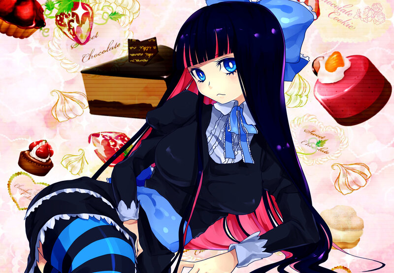 Anime Girl with Long Hair — Black, Playful