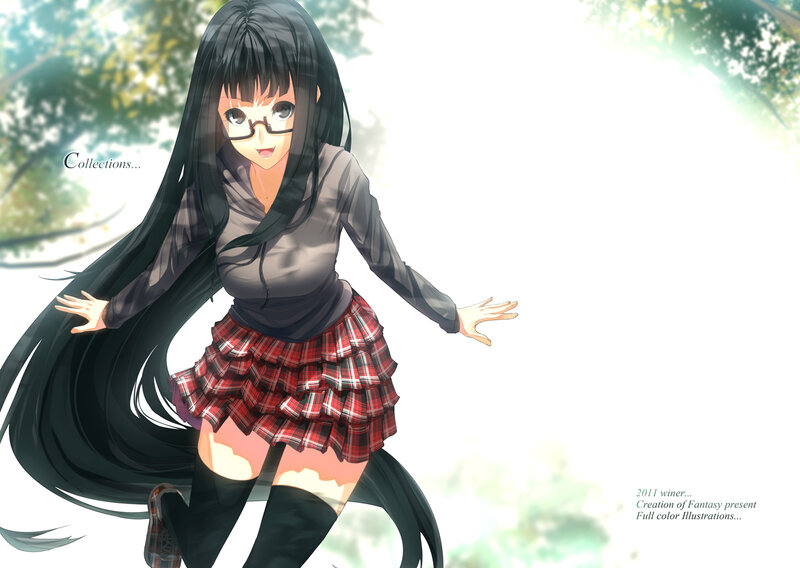 Anime Girl with Long Hair — Black, Serene, Afternoon