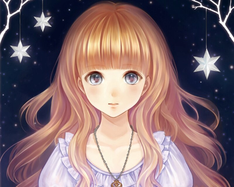 Anime Girl with Long Hair — Blonde, Serene, Night