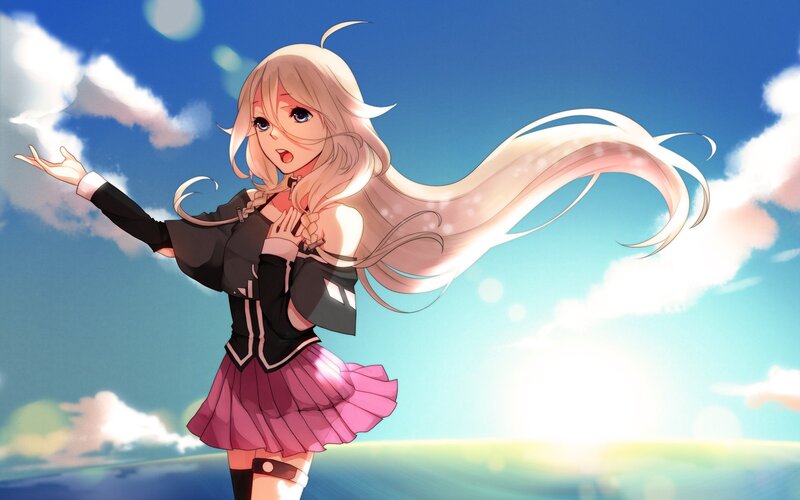 Anime Girl with Long Hair — Blue, Bright, Afternoon, Digital Art