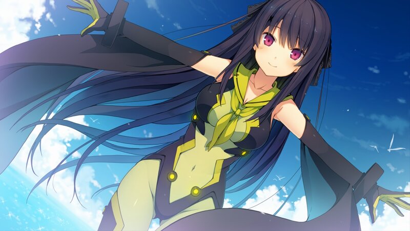 Anime Girl with Long Hair — Blue, Calm, Afternoon, Sky