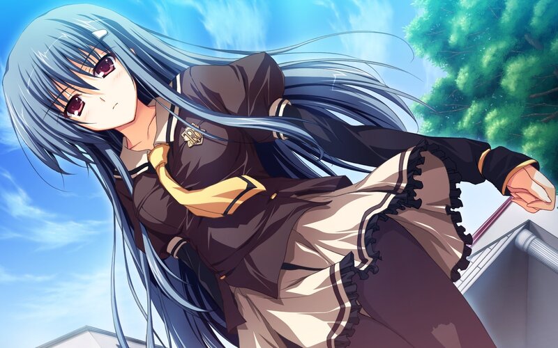 Anime Girl with Long Hair — Blue, Calm, Afternoon