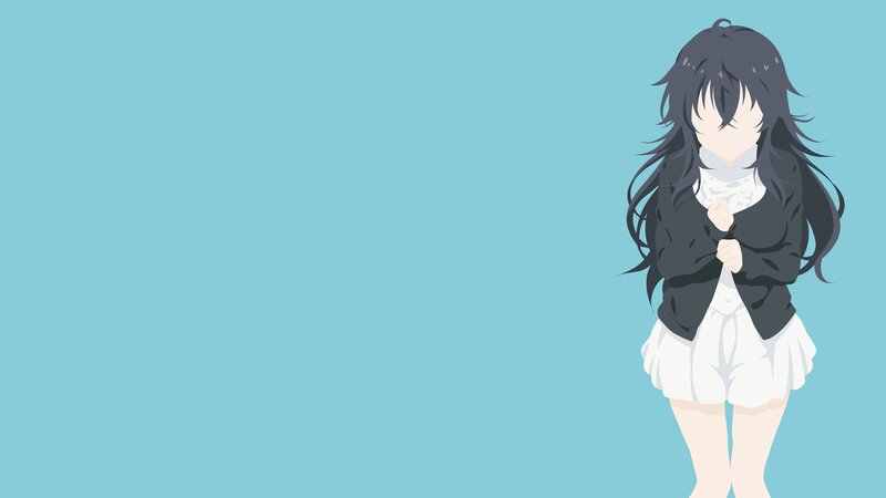 Anime Girl with Long Hair — Blue, Calm, Black Jacket