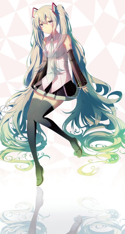 Anime Girl with Long Hair — Blue, Calm, Digital Art, Long Hair, Cat Ears