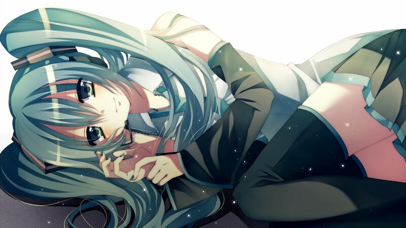 Anime Girl with Long Hair — Blue, Calm, Digital Art, Long Hair, Headphones