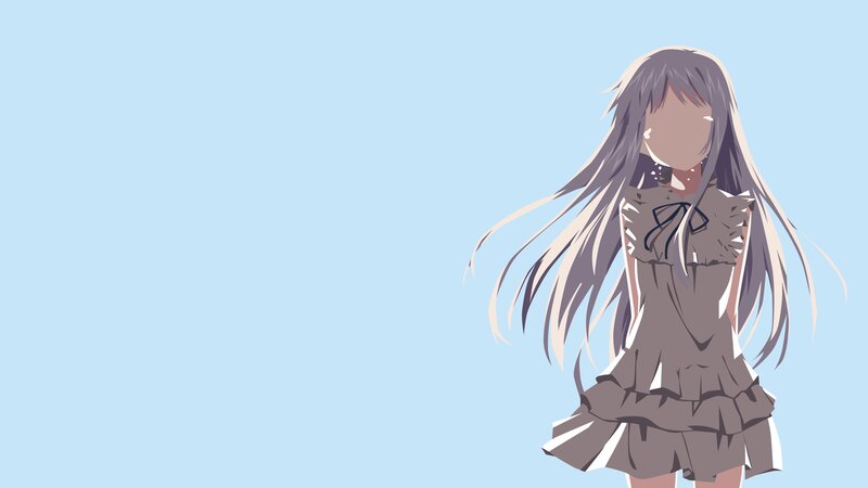 Anime Girl with Long Hair — Blue, Calm, Dress