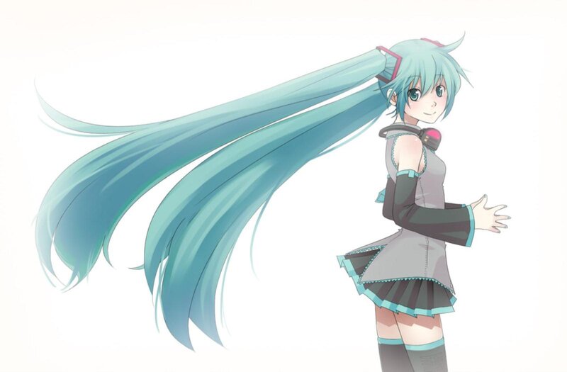Anime Girl with Long Hair — Blue, Calm, Long Hair